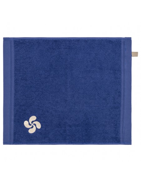 Toalla de mano de rizo azul bordada