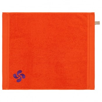 Toalla de mano de rizo bordada de color naranja