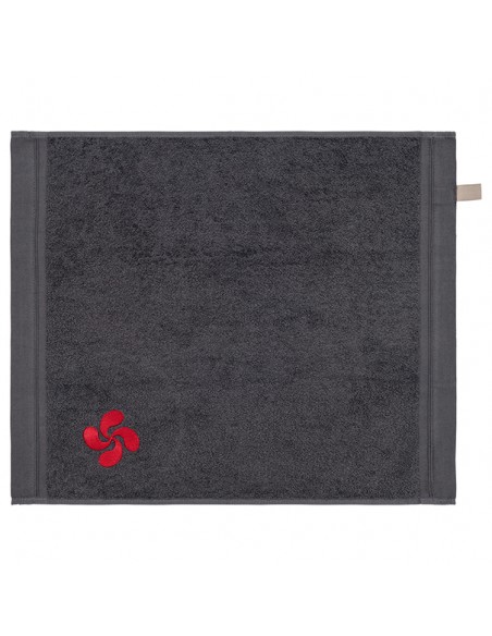 Toalla de mano de rizo gris bordada