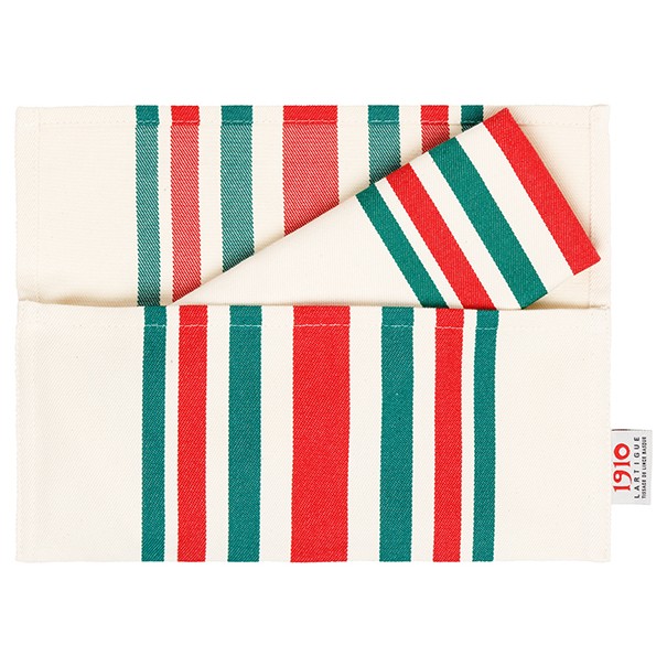 Etui serviette de table coton bio Mante Rouge/Vert