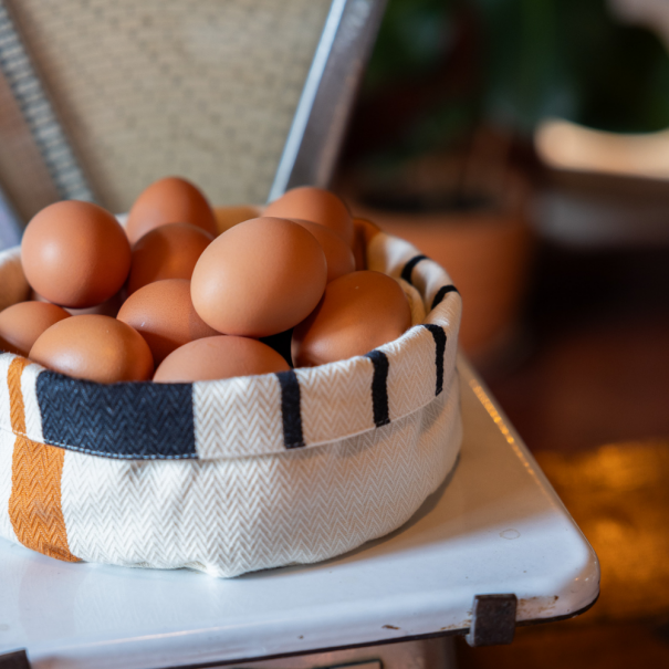 Cesta redonda de pan de algodón