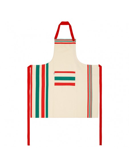 Tablier ajustable coton bio Mante rouge/vert