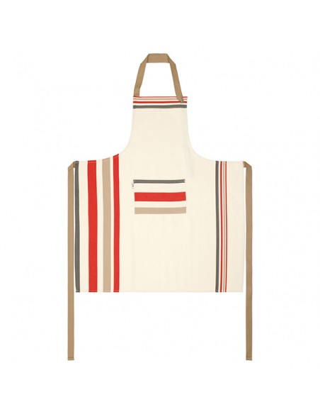 Adjustable organic cotton apron Mante Havane/Rouille