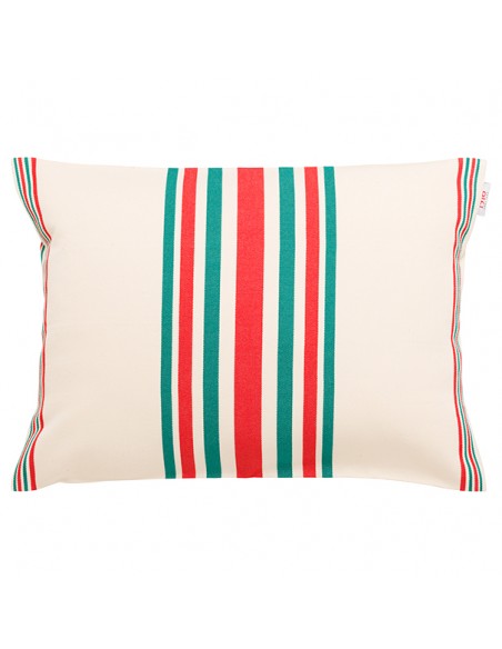 Cojín rectangular algodón Mante Rouge/Vert