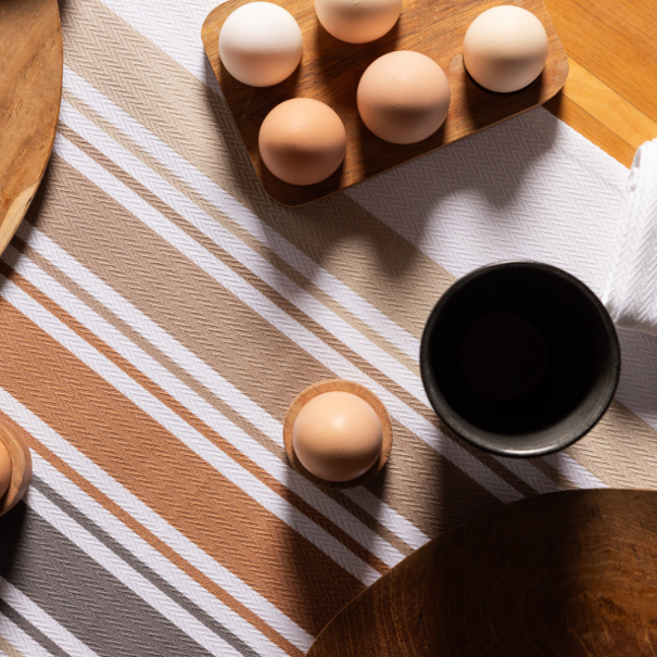 Organic cotton tablecloth - chevron weave