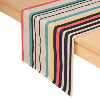 Cotton table runner Olatz Noir