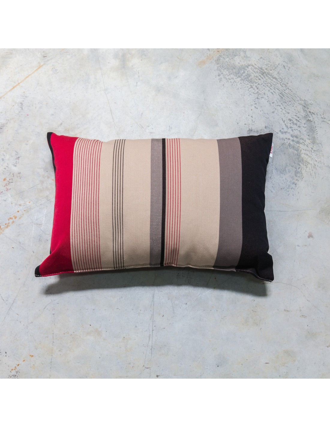 Coussin Rectangulaire Basque Joana Rayure Bordeaux Argentée 35x50