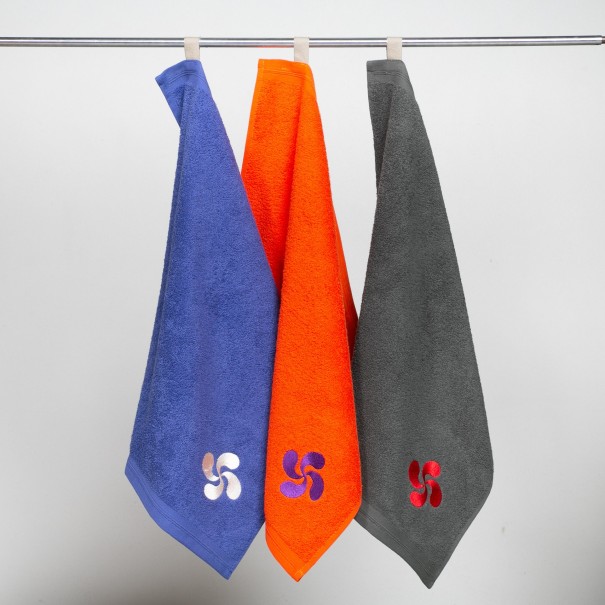 Essuie-mains éponge orange brodé