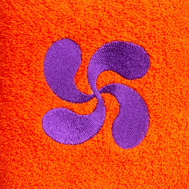 Essuie-mains éponge orange brodé