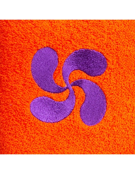 Essuie-mains éponge orange brodé