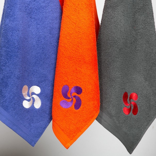 Essuie-mains éponge orange brodé