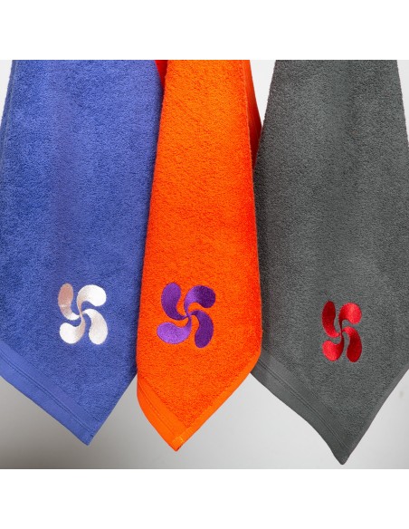 Essuie-mains éponge orange brodé