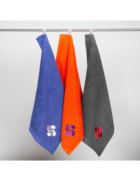 Essuie-mains éponge orange brodé Essuie-mains éponge orange brodé